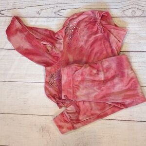 Tie-Dye Pink Hoodie with Sequin Accents And Matching Pants